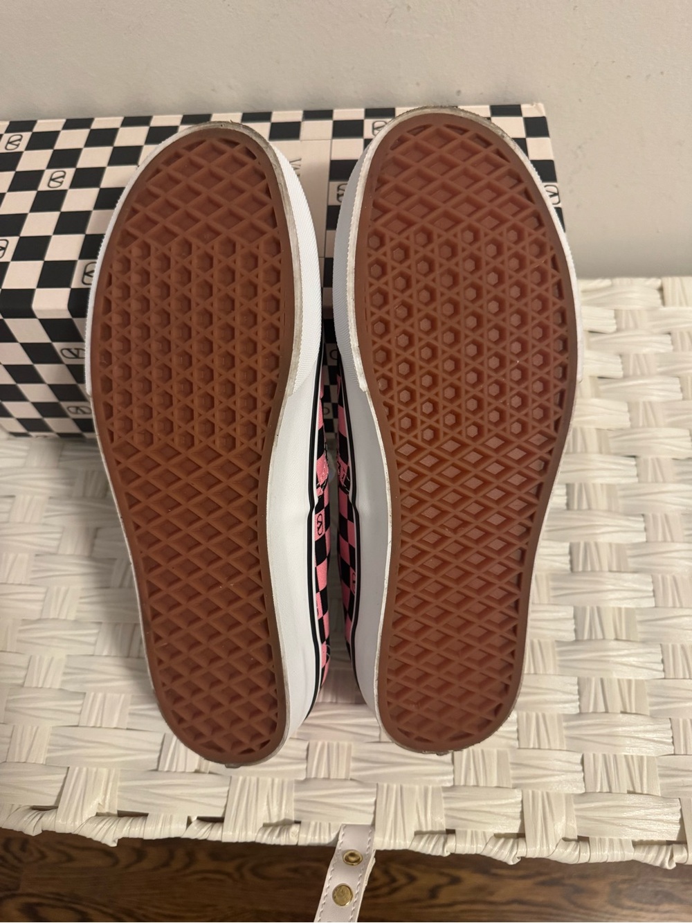 Valentino & Vans Collaboration: Pink/Black Checkered Sneakers, size 9 - Picture 5 of 9